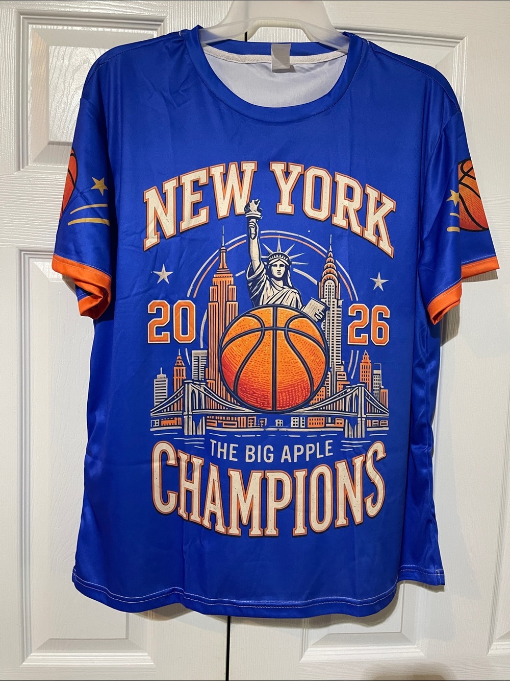 New York The Big Apple Champions Blue Basketball Tee